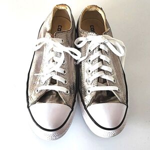 Converse silver canvas Chuck Taylor All Star low top sneakers
